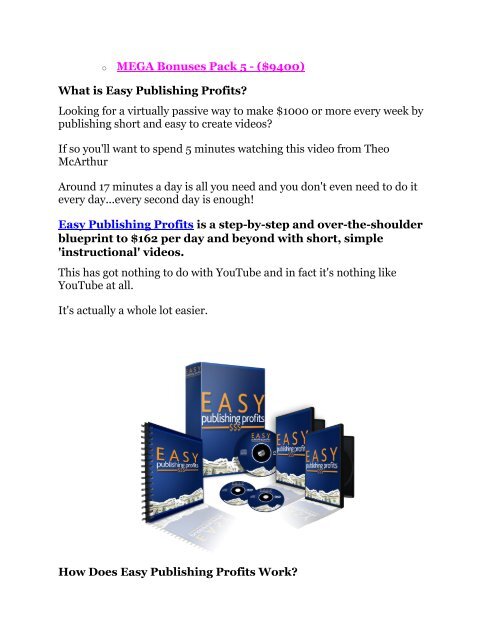 Easy Publishing Profits REVIEW and GIANT $21600 bonuses