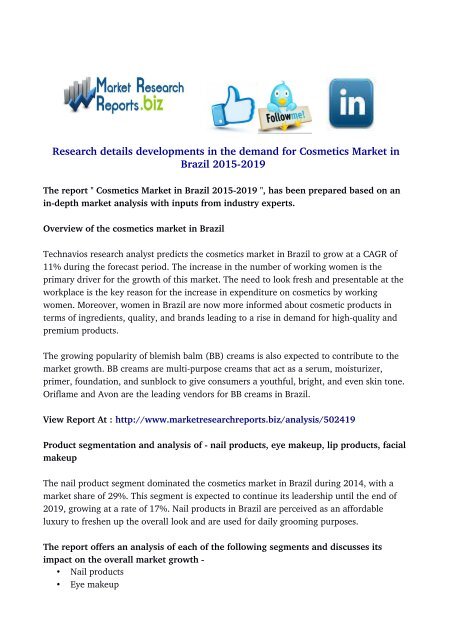 Cosmetics Market in Brazil 2015-2019