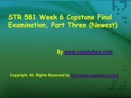 STR 581 Week 6 Capstone Final Examination, Part Three (Newest) - Assignment