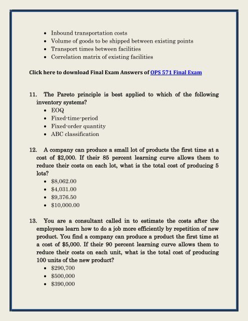 OPS 571 Final Exam (Newest) - Assignment