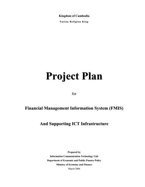 Fmis Project Plan Ministry Of Economy And Finance Of Cambodia