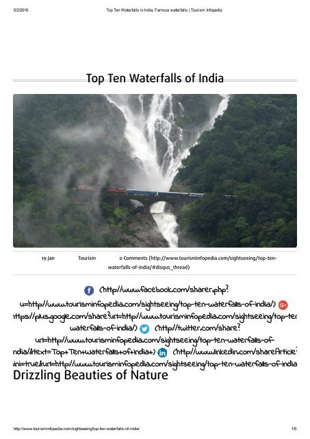 Top Ten Waterfalls in India, Famous waterfalls _ Tourism Infopedia