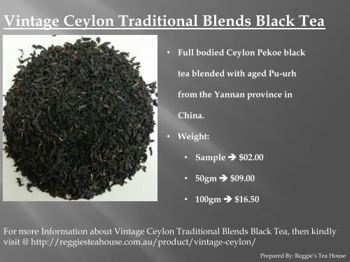 Buy Black Tea Online Australia from Reggie’s Tea House