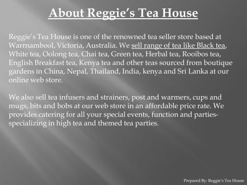 Buy Black Tea Online Australia from Reggie’s Tea House