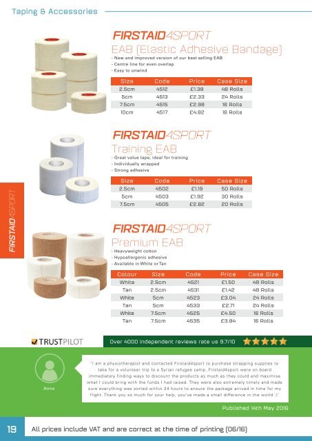 Firstaid4sport Catalogue 2016