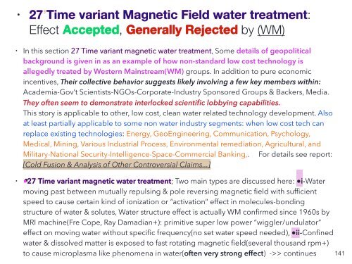 Quatro Níveis de Limpo, de Baixo Custo, Tecnologia de Agua Esquecido para Aplicações Comerciais, Industriais e Agrícolas / Clean Innovative Water Technology Barely Known in the Mainstream World