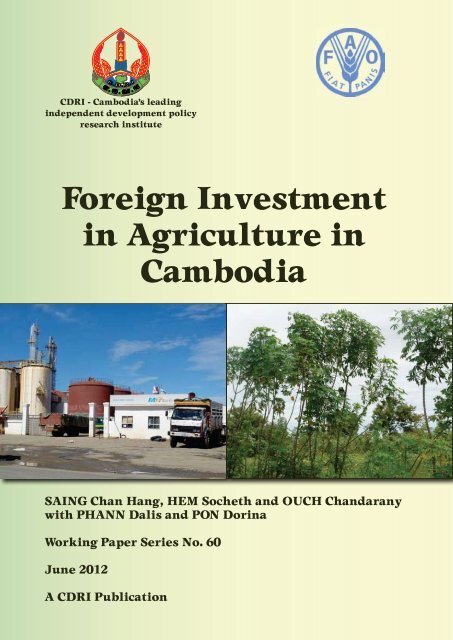 Foreign Investment in Agriculture in Cambodia CDRI Working Paper ...