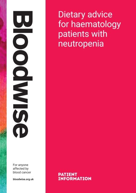 Dietary advice for haematology patients with neutropenia