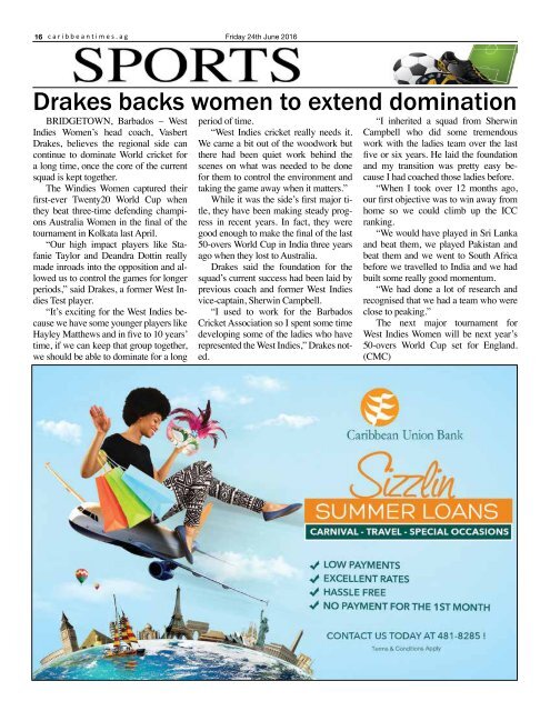 Caribbean Times 37th Issue - Friday 24th June 2016