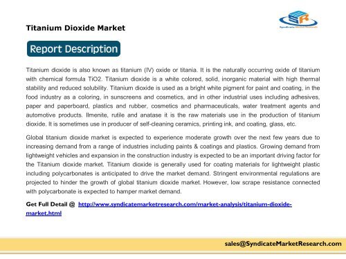 Titanium Dioxide Market