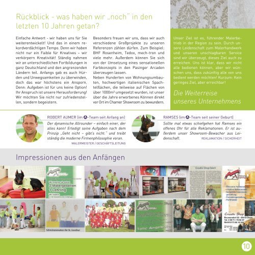 Malerbetrieb Aumer Kundenzeitung 10 Jahre 2016
