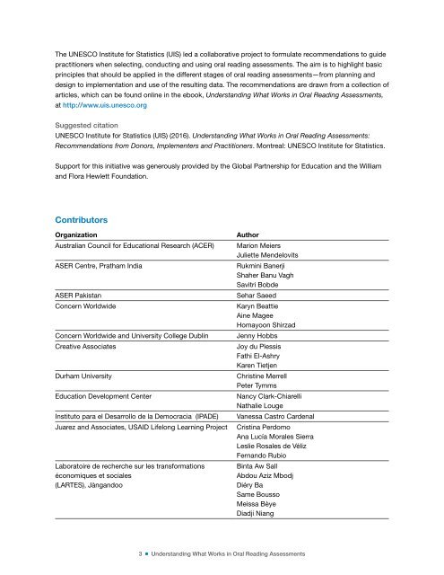 UNDERSTANDING WHAT WORKS IN ORAL READING ASSESSMENTS