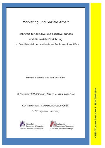 2016_06  CHPS Working Paper No 1 ISSN 2509-6540 Marketing und Soziale Arbeit