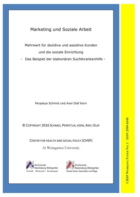 2016_06  CHPS Working Paper No 1 ISSN 2509-6540 Marketing und Soziale Arbeit