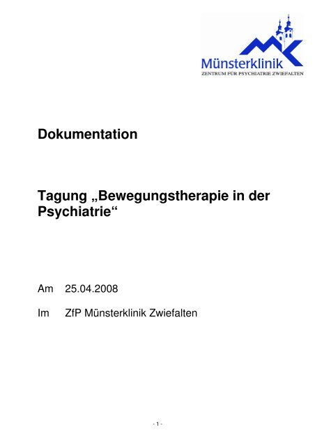 Dokumentation Tagung „Bewegungstherapie in der Psychiatrie“