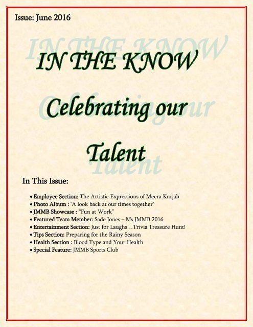 In The Know - 15th Issue