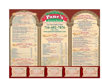 Pane's Restaurant - Takeout Menu