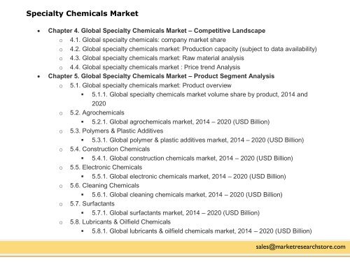 Specialty Chemicals Market