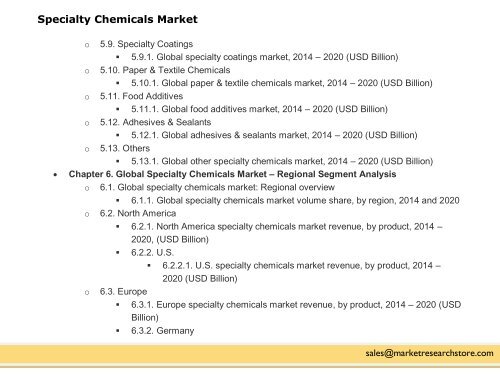 Specialty Chemicals Market