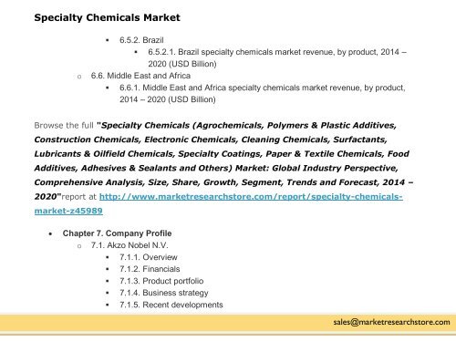 Specialty Chemicals Market