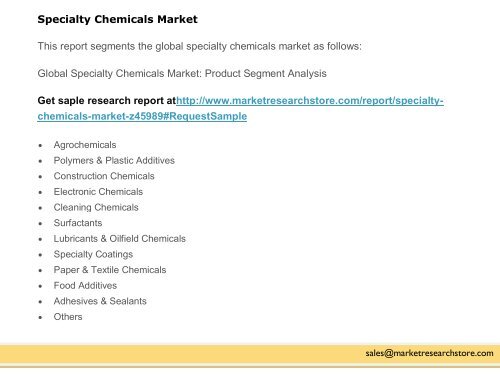 Specialty Chemicals Market