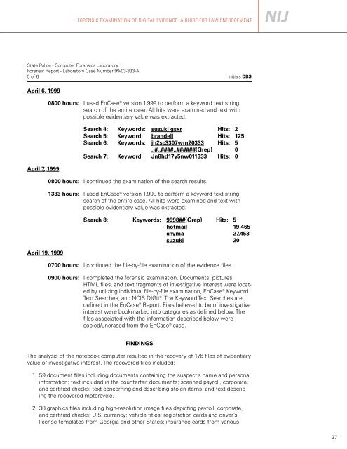 Forensic Examination of Digital Evidence