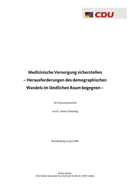 Medizinische Versorgung sicherstellen - Dr. Tamara Zieschang