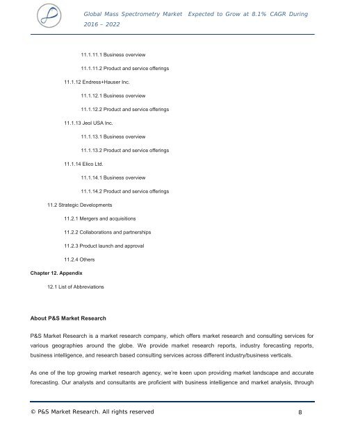 Mass Spectrometry Market Analysis, Development and Demand Forecast to 2022