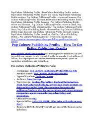 Pop Culture Publishing Profits TRUTH review and EXCLUSIVE $25000 BONUS 