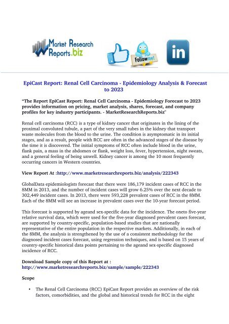 EpiCast Report: Renal Cell Carcinoma - Epidemiology Forecast to 2023