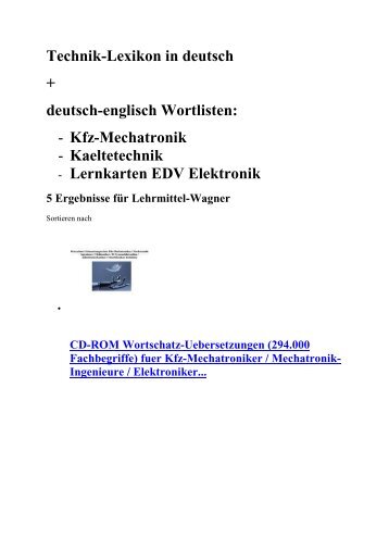 deutsch-englisch Wortlisten: Kfz-Mechatronik Kaeltetechnik Lernkarten EDV Elektronik