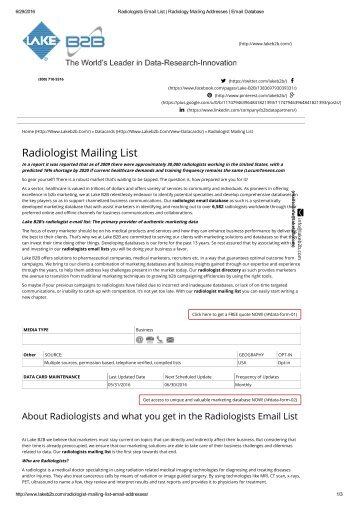 Radiologists contact list directories