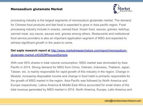 Monosodium glutamate Market