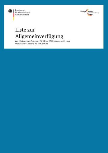 Liste zur Allgemeinverfügung