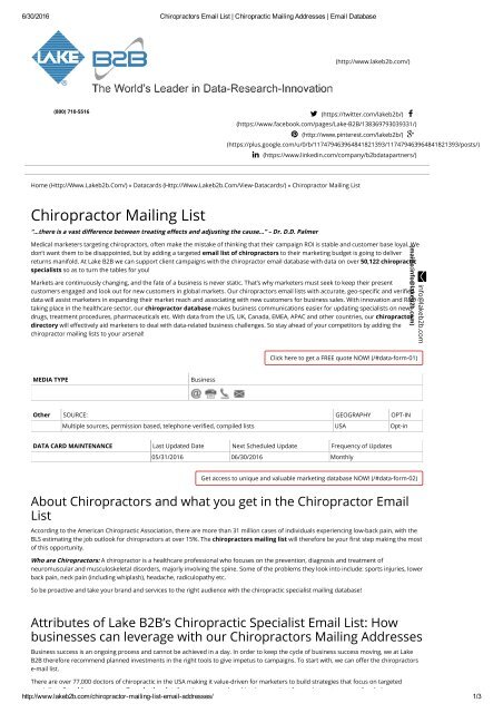 chiropractors mailing addresses