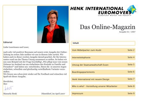 aktuellen Ausgabe - Ludwig Henk Int. Möbeltransporte-Umzüge GmbH