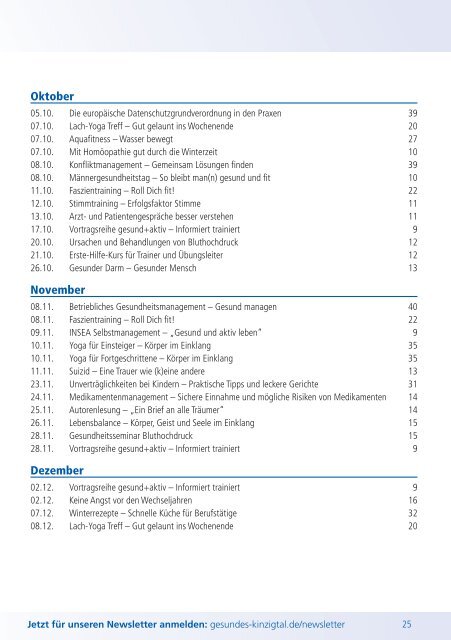 Gesundes Kinzigtal: Unser Angebot - Zweites Halbjahr (2016-2)