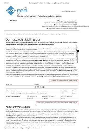 Dermatologist Mailing List