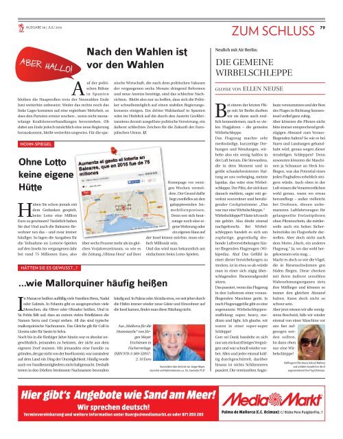 Die Inselzeitung Mallorca Juli 2016