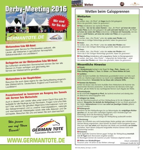 Derby-Meeting 2016 - Rennprogramm 02.07.16 - Renntag 1