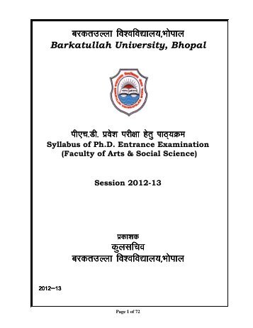 Arts and Social Science - Barkatullah University, Bhopal