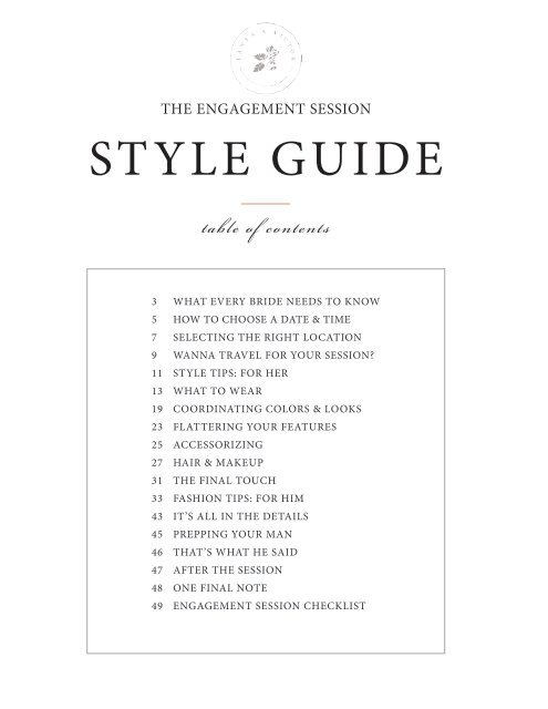 Engagement Session Style Guide