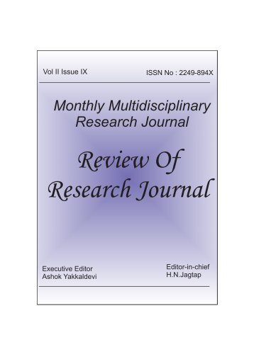 Monthly Multidisciplinary Research Journal - Review of Research