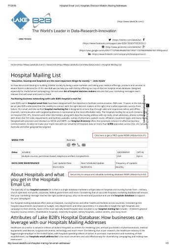 List of Hospital Decision Makers 