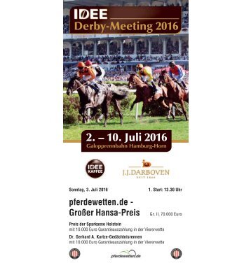 Derby-Meeting 2016 - Rennprogramm 03. Juli 2016 - 2. Renntag