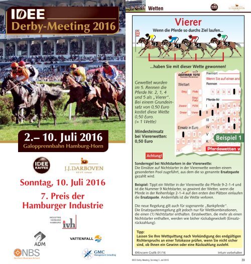 Derby-Meeting 2016 - Rennprogramm 03. Juli 2016 - 2. Renntag