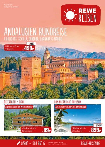 REWE Reisen Magalog Juli 2016