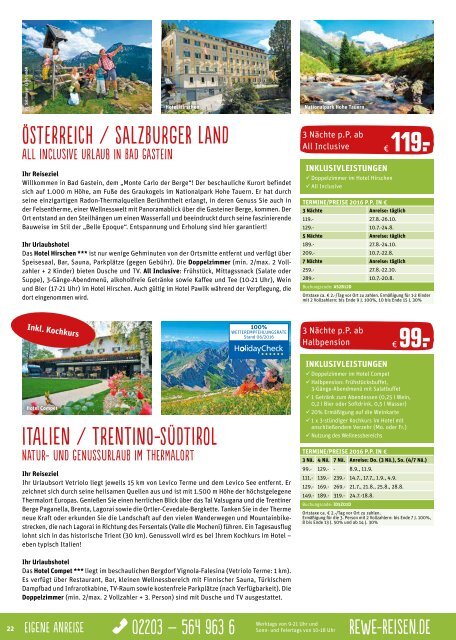 REWE Reisen Magalog Juli 2016