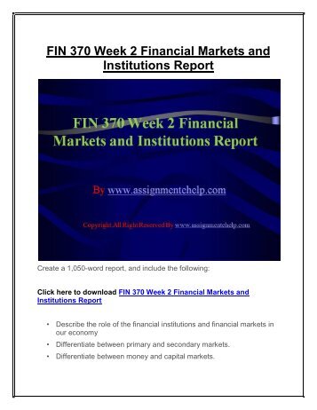 fin370 week 1 Fin 370 week 1 question and problem sets purpose of assignment provide students with a basic understanding of financial management, goal of the firm, and the basic financial statements. fin370 week 1 Fin 370 week 1 question and problem sets purpose of assignment provide students with a basic understanding of financial management, goal of the firm, and the basic financial statements.