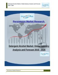 Detergent Alcohol Market: Global Industry Analysis and Forecast 2016 - 2026